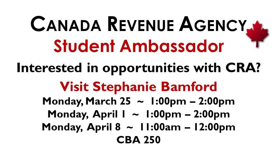Interested in opportunities with CRA?